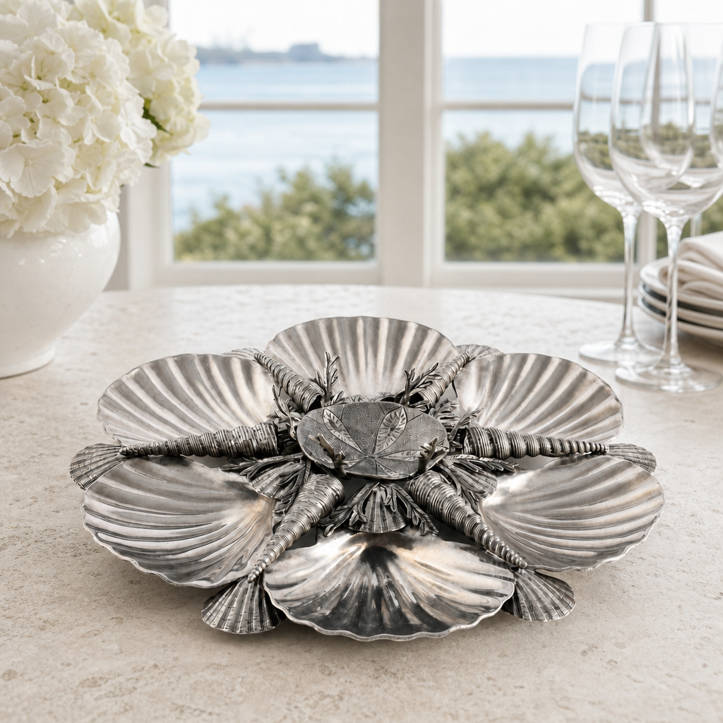 Pewter Marine Life Serving Tray