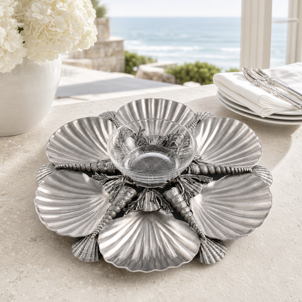 Pewter Marine Life Serving Tray
