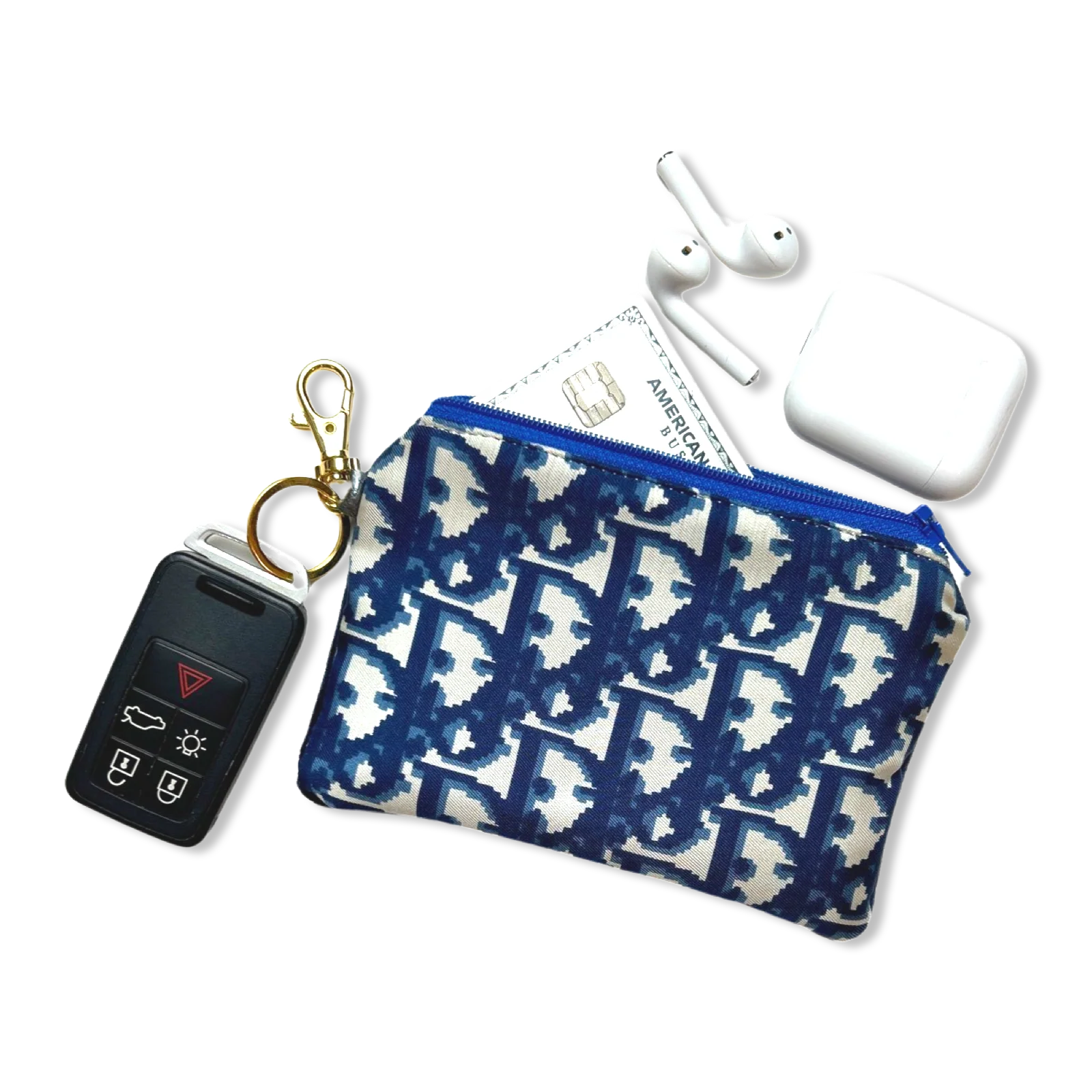 Vintage Silk Scarf Coffee Run Keychain Bag