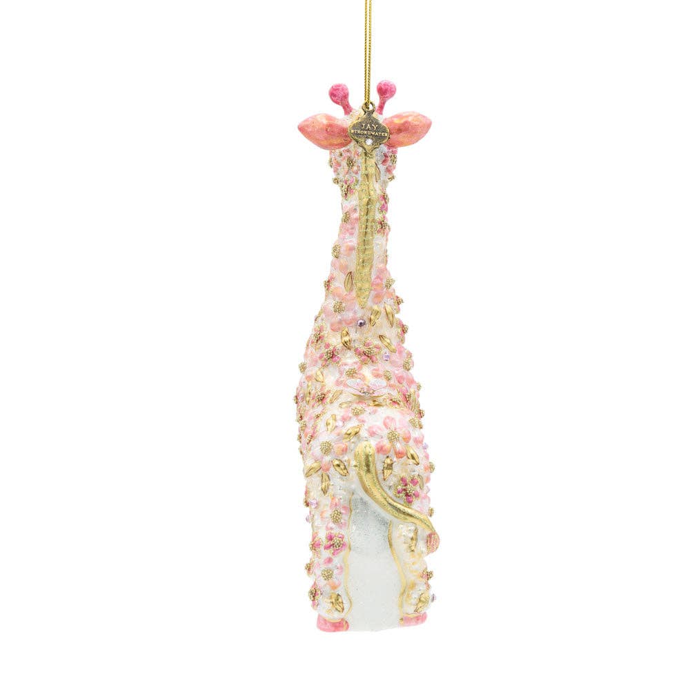 Jay Strongwater - Pink Floral Giraffe Ornament