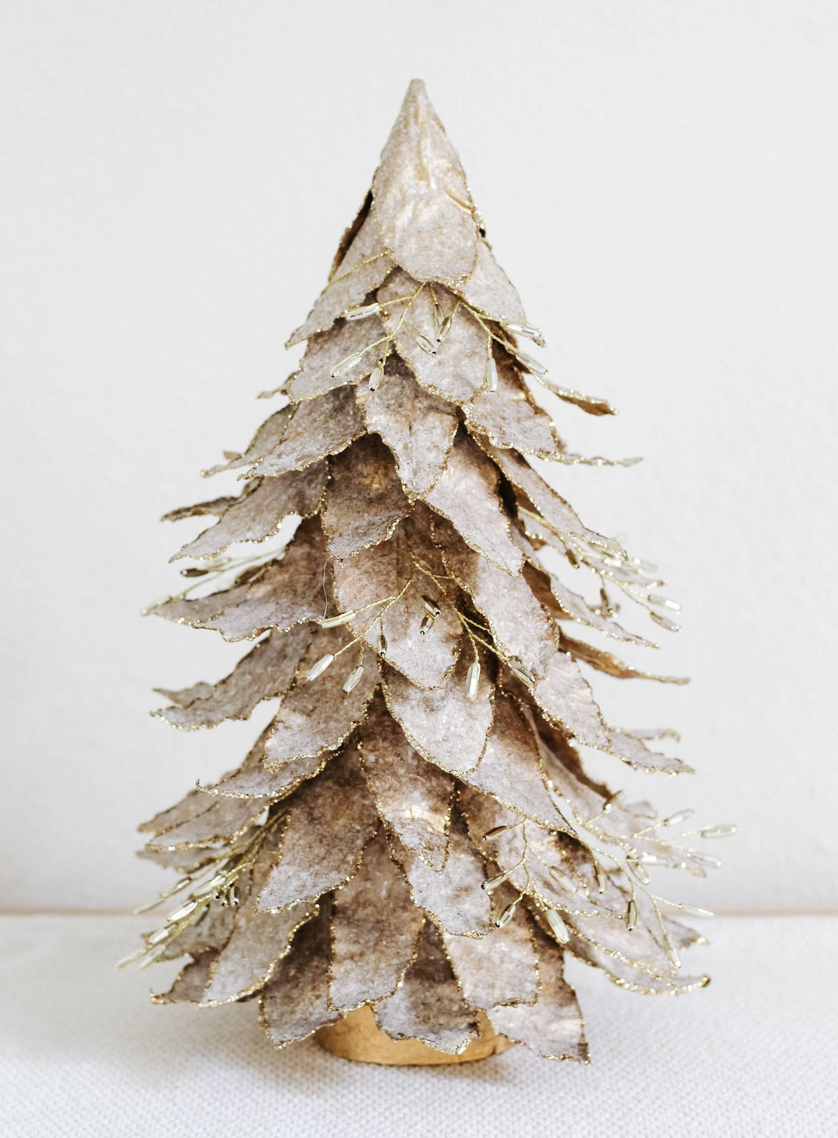 Dekorasyon Gifts  Decor - Potted Flocked Leaf Tree (Gold/White Wash)