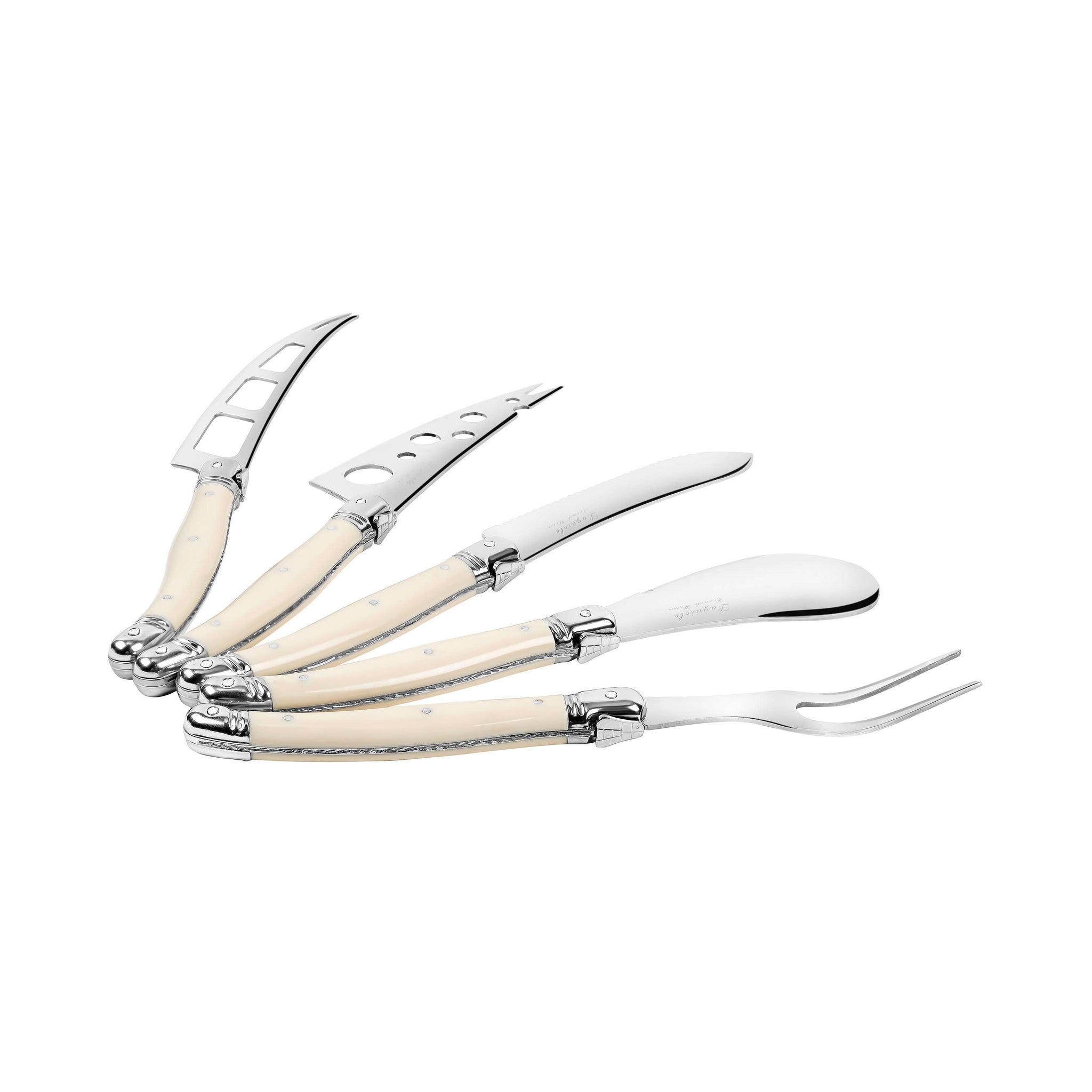 French Home - Laguiole 5-Piece Artisan Ivory-Colored Cheese Knife Set