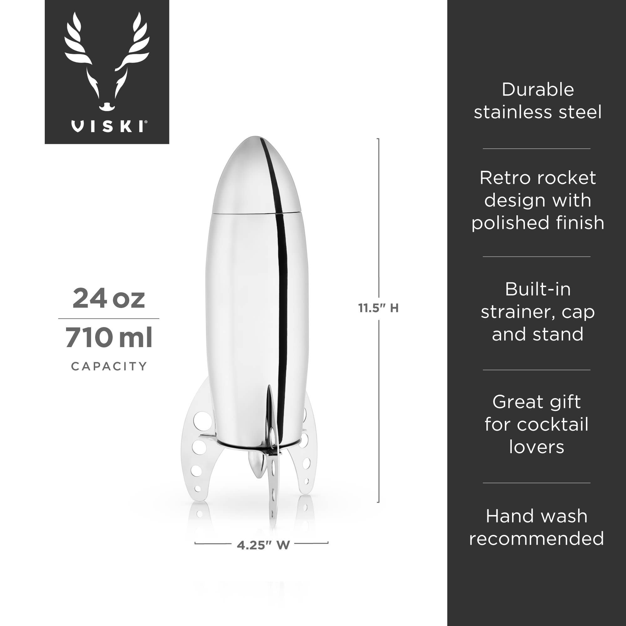 Viski - Irving™ Stainless Steel Rocket Cocktail Shaker