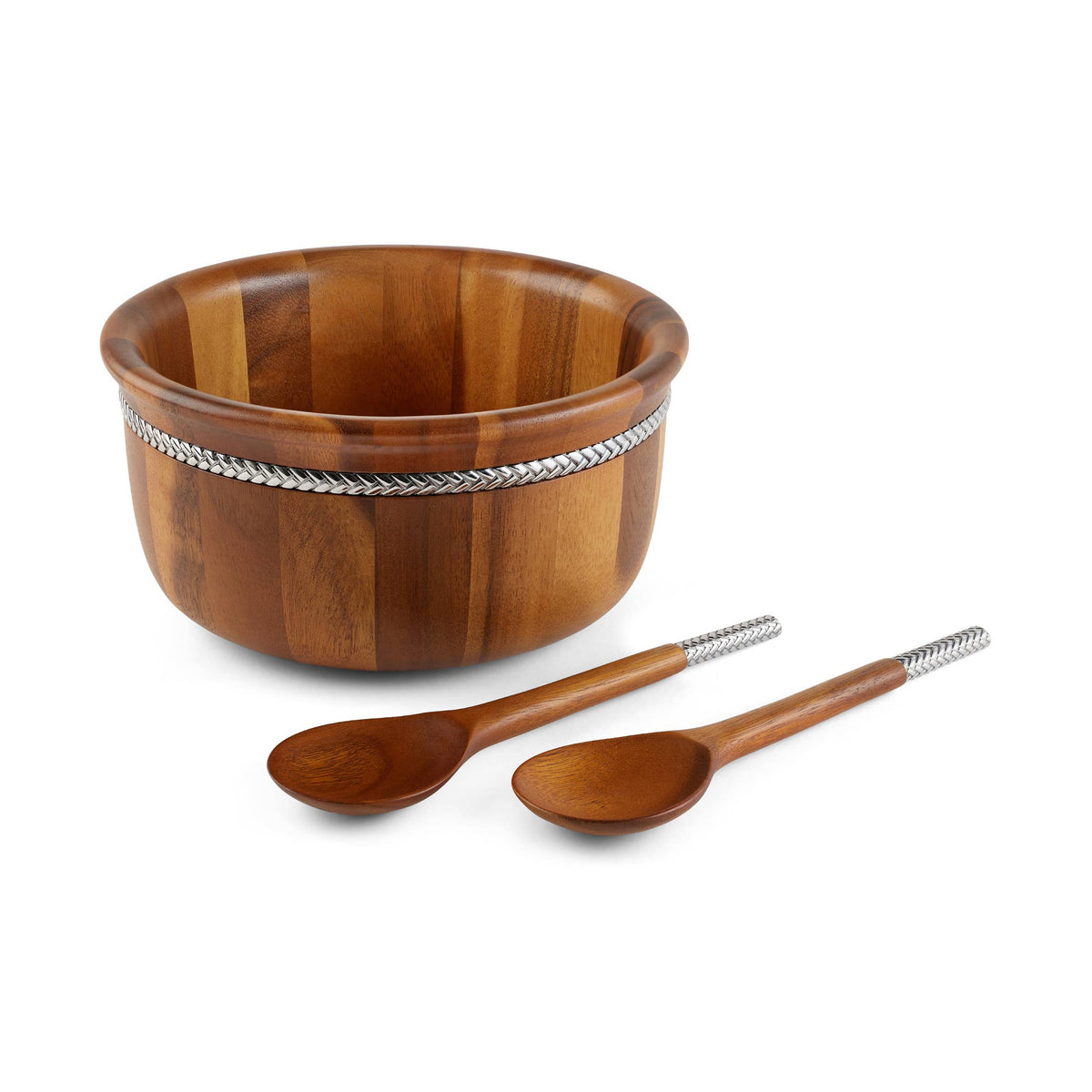 Nambe - Braid Round Salad Bowl With Servers