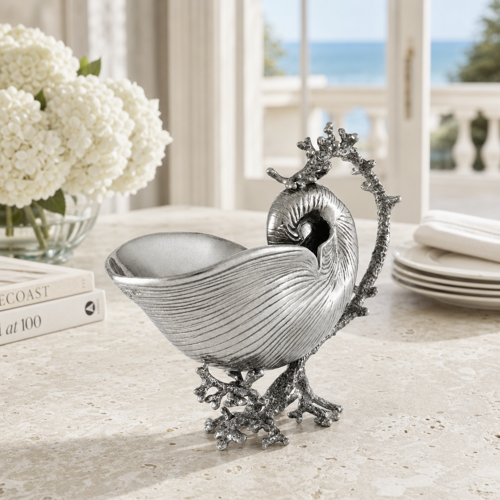 Pewter Nautilus Gravy Boat