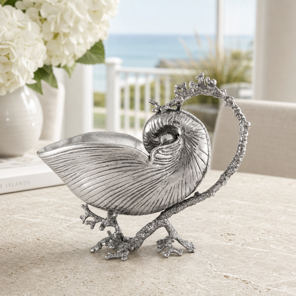 Pewter Nautilus Gravy Boat