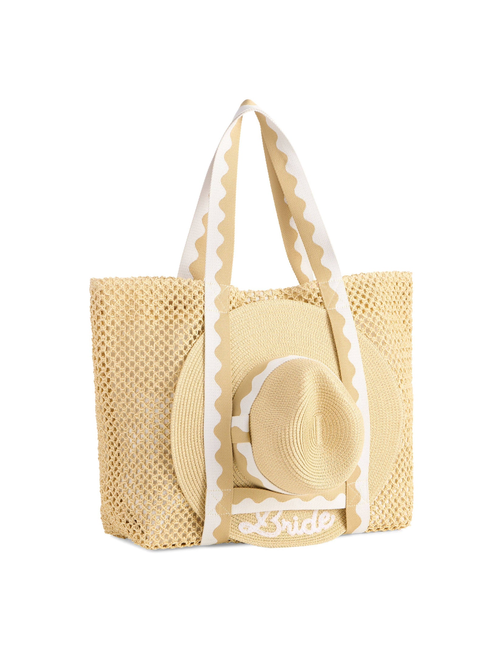 "BRIDE" Hat & Tote Set in Natural