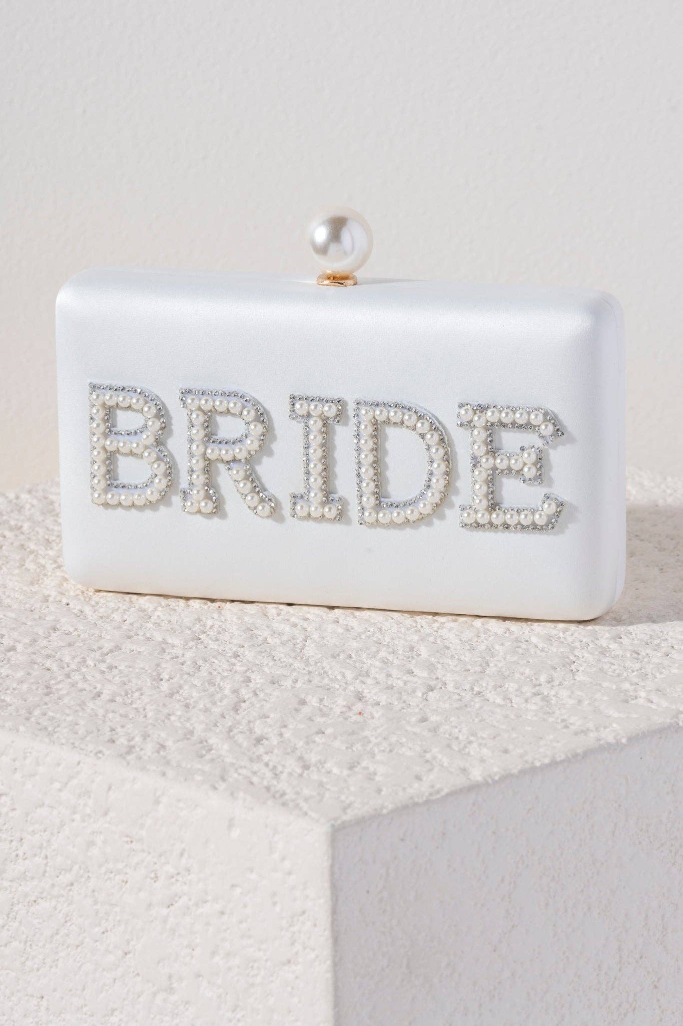 "BRIDE" Pearl Minaudiere in Ivory
