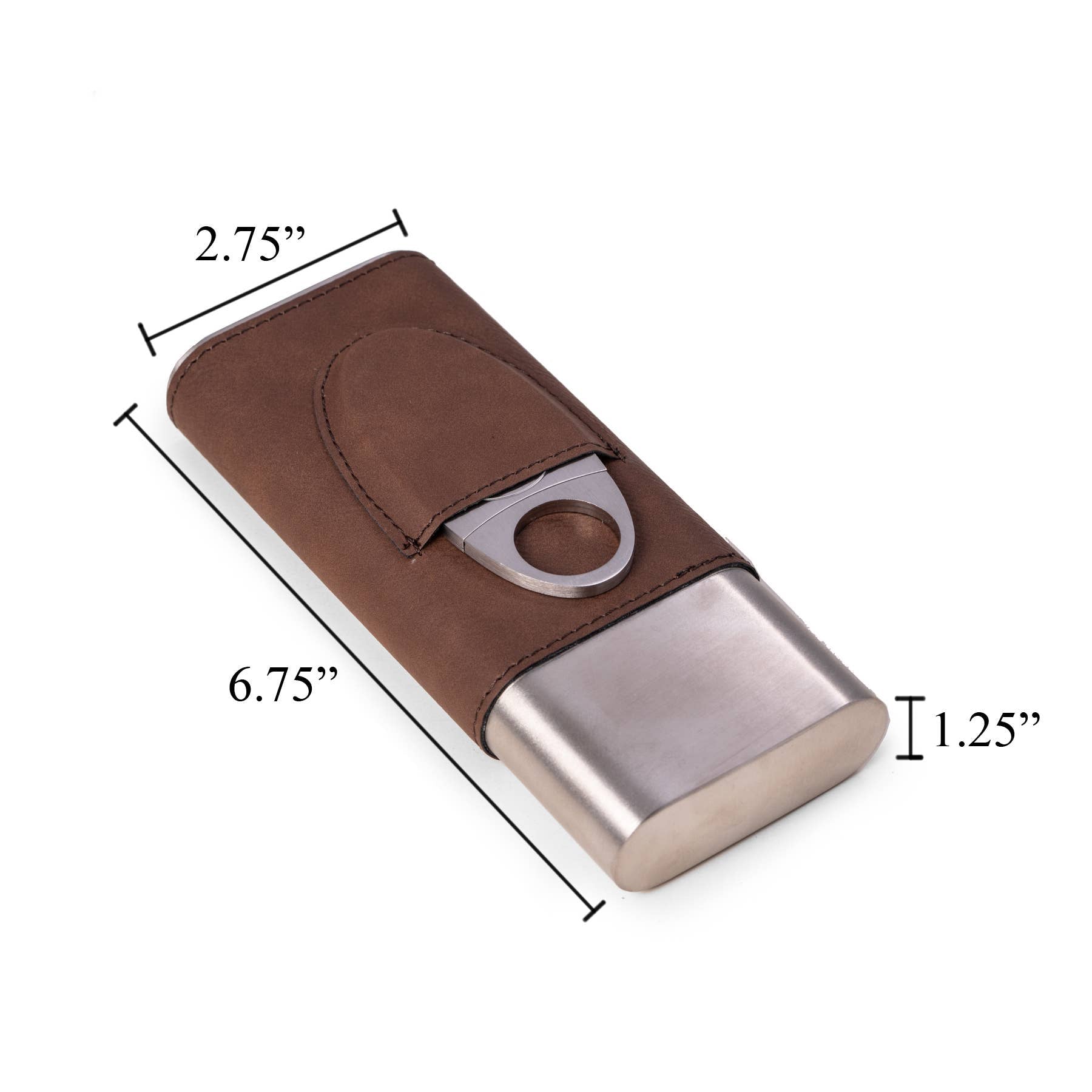 BeyBerk International - Harrison Leather and Steel Cigar Case with Cutter
