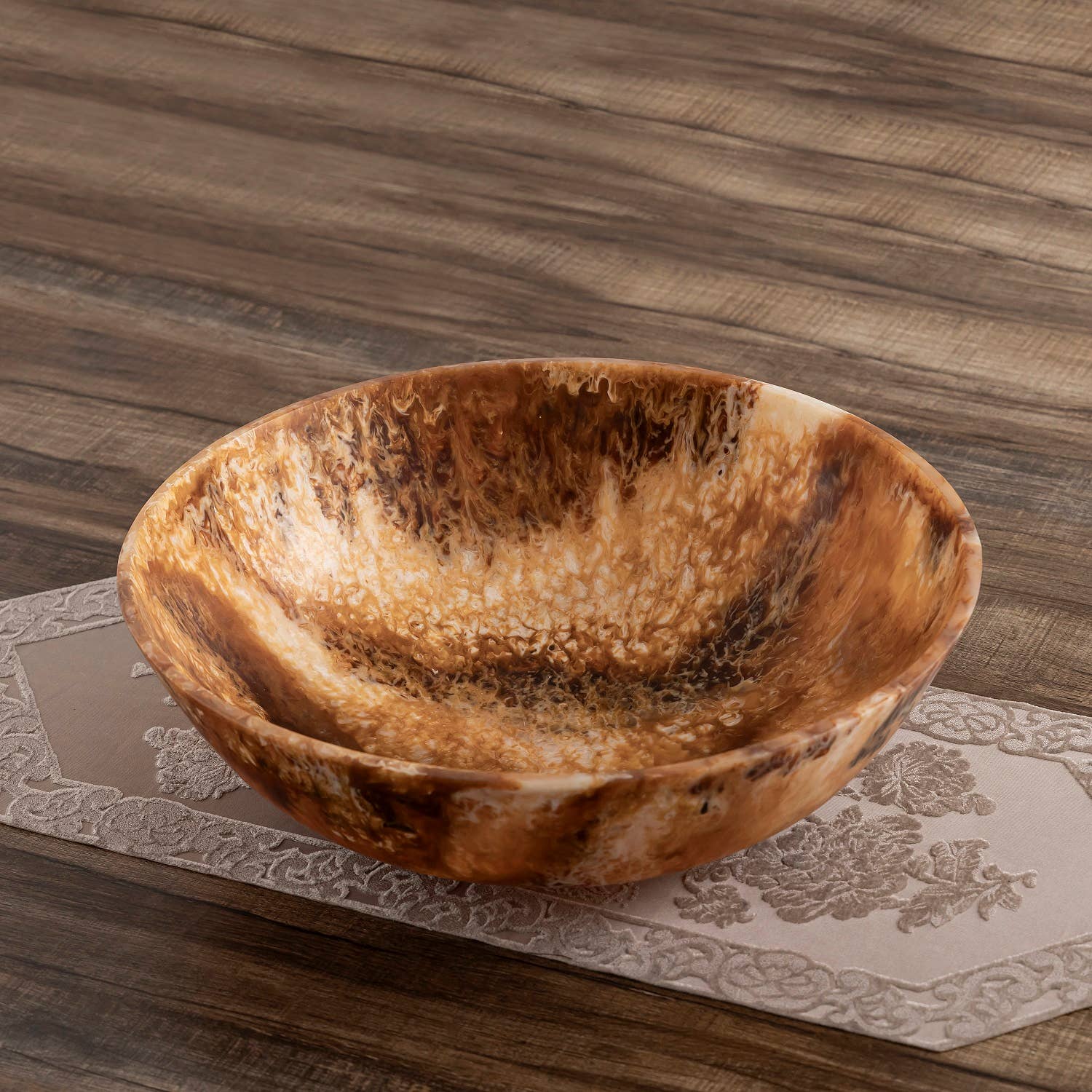 BIDKhome - Matte Tortoise Resin Bowl Dia 19.5"