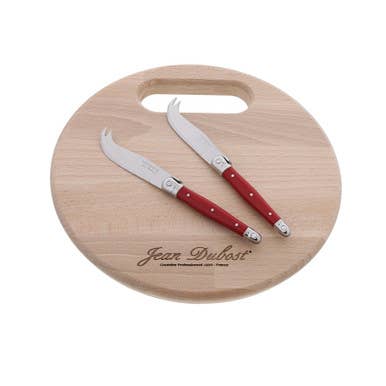 The French Farm - Jean Dubost 2pc Cheese Set Red with Round Board