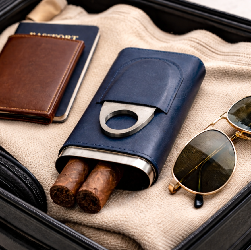 BeyBerk International - Harrison Leather and Steel Cigar Case with Cutter
