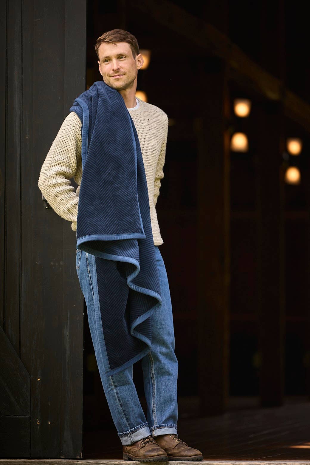 ChappyWrap - Harborview Herringbone Deep Sea Blanket