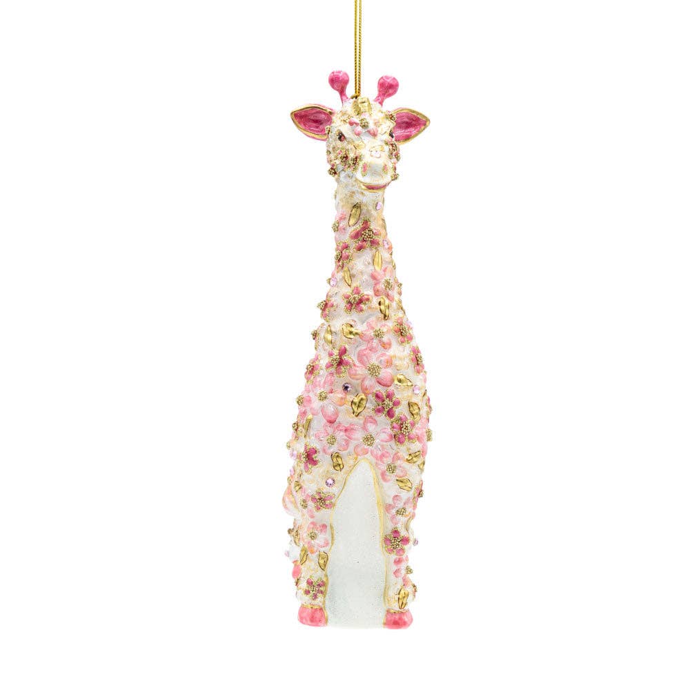 Jay Strongwater - Pink Floral Giraffe Ornament