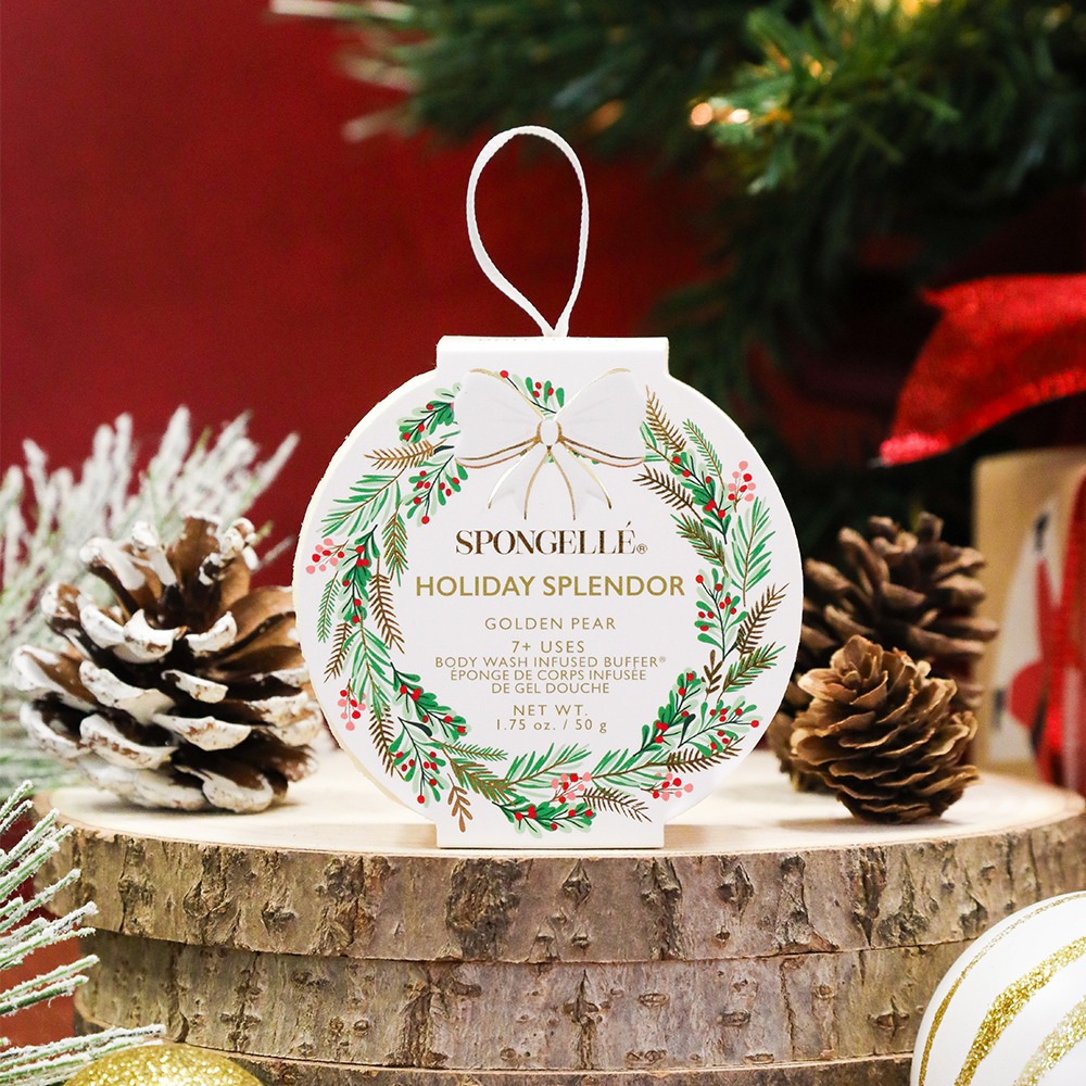 Spongellé - Holiday Splendor - Golden Pear Holiday Wreath Body Buffer 