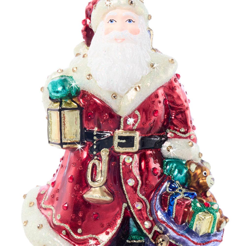 Jay Strongwater - Bountiful Santa Glass Ornament