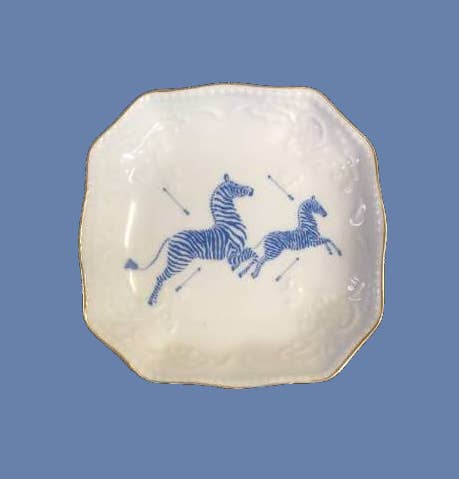 The French Bee & Co - Blue Zebras Porcelain Bon Bon Tray