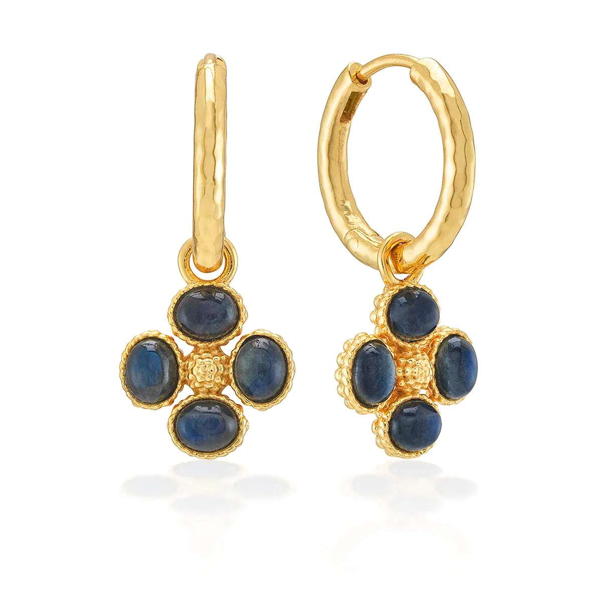 Capucine De Wulf Berry Clover Hoop Earrings Double Sided Charm, Labradorite