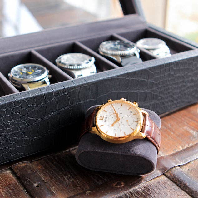 Case Elegance - Faux Crocodile Watch Box - 6 Slot