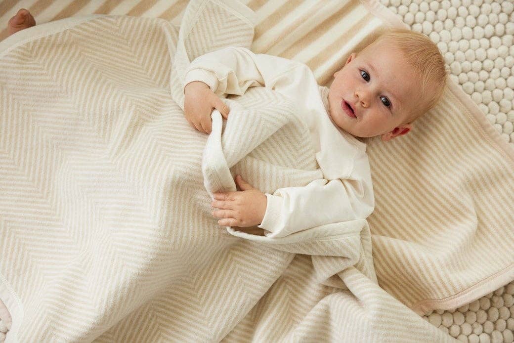 ChappyWrap - Harborview Herringbone Cream Blanket