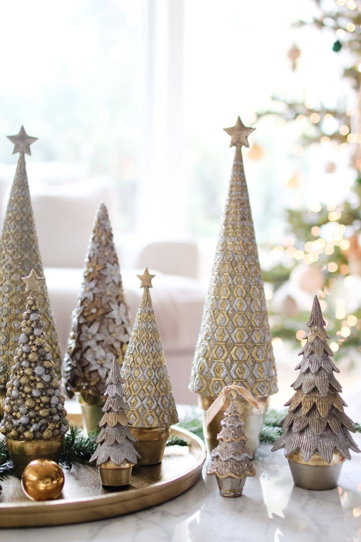 Dekorasyon Gifts  Decor - 17" Amalfi Cone Tree (Dark Champagne)