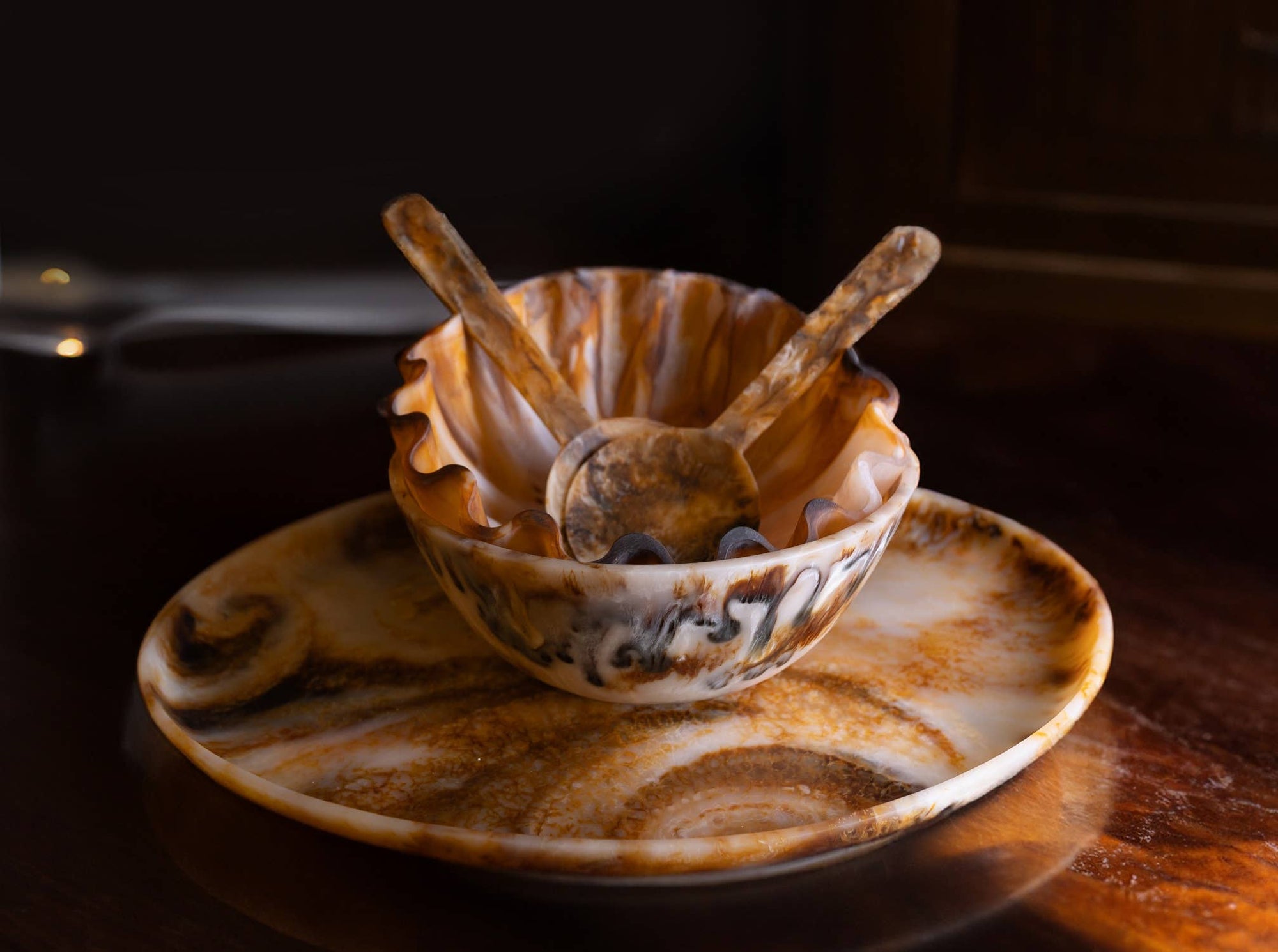 BIDKhome - Tortoiseshell Salad Bowl Dia 11.80"