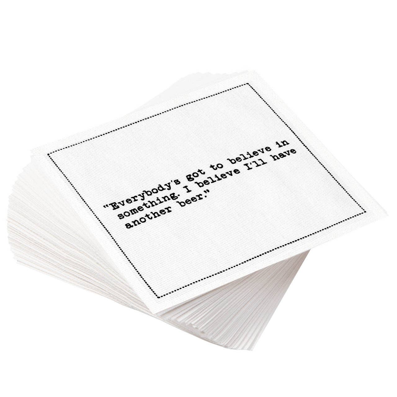 Five Star Napkins Inc. - Beer Quotes - White Cotton Cocktail Napkins x 50