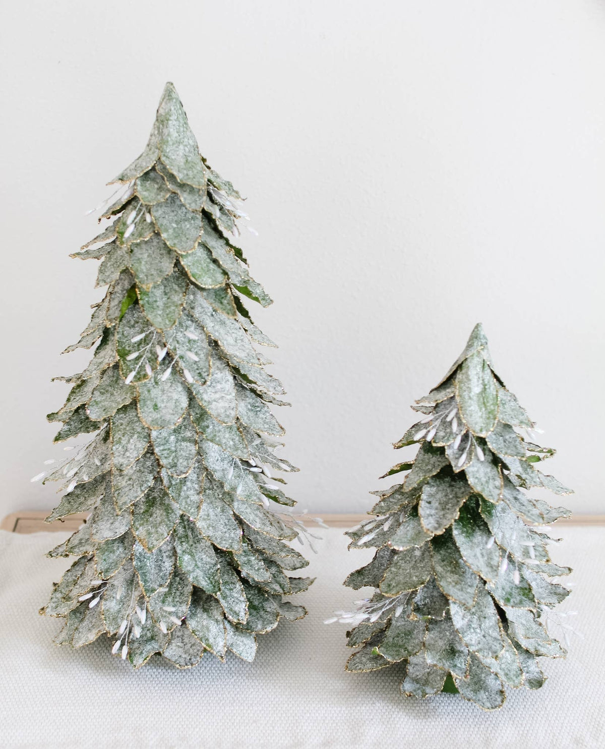 Dekorasyon Gifts  Decor - Flocked Leaf Jewel Tree (Green White Wash)
