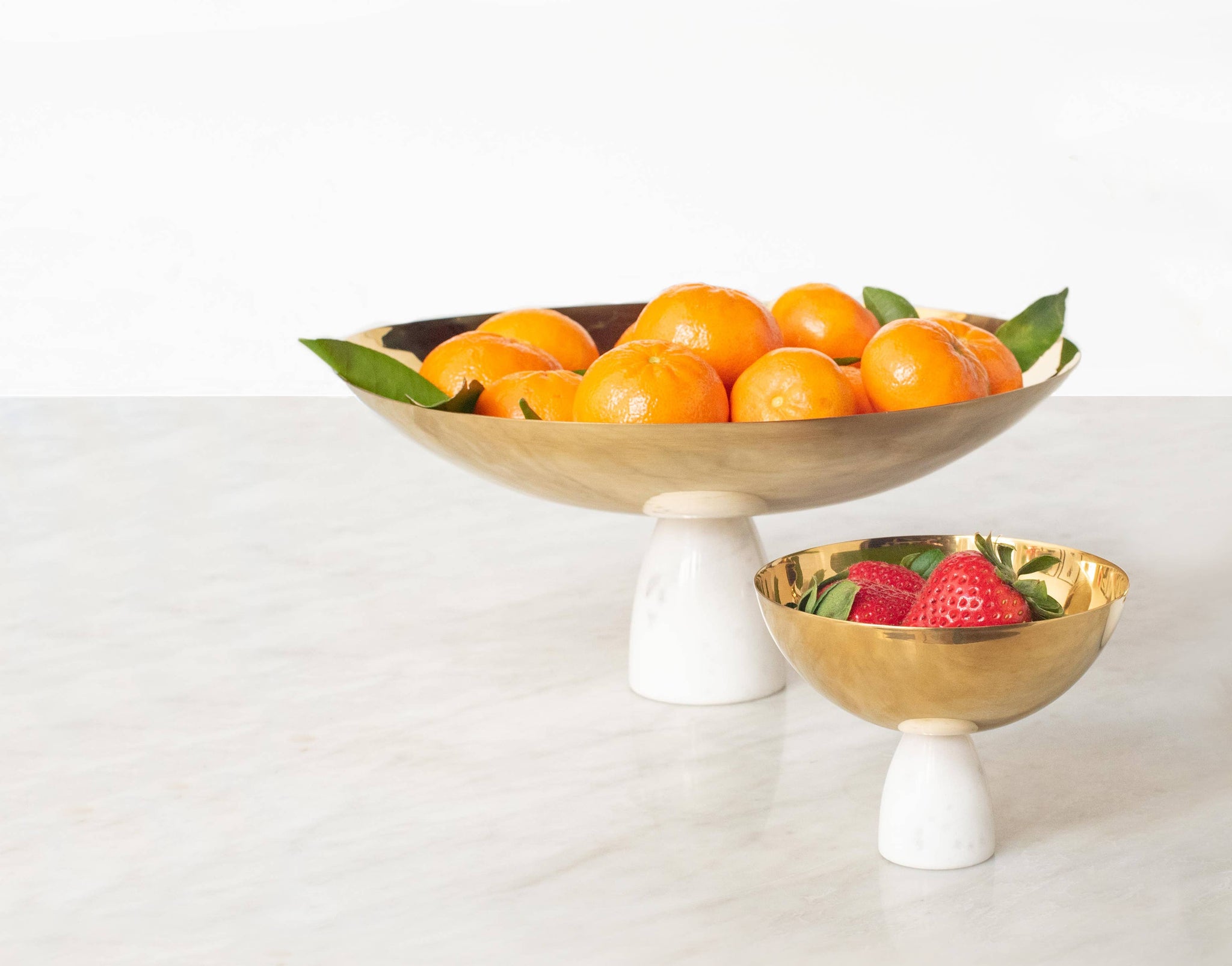 ANNA New York - Coluna Fruit Bowl, Carrara Marble & Gold