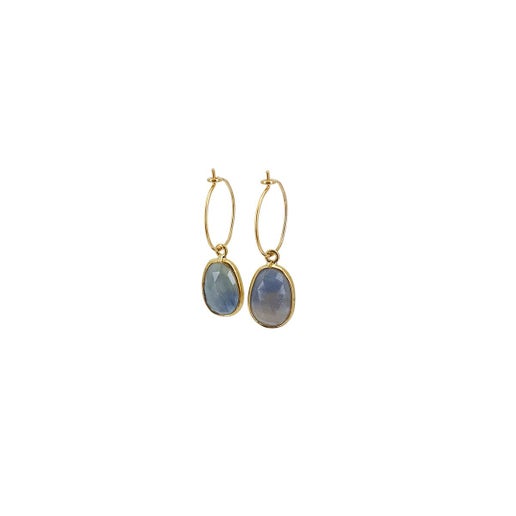 Sophie Deschamps Bijoux - ANAHITA CREOLE, sapphire set with gold plating (BOHO1)