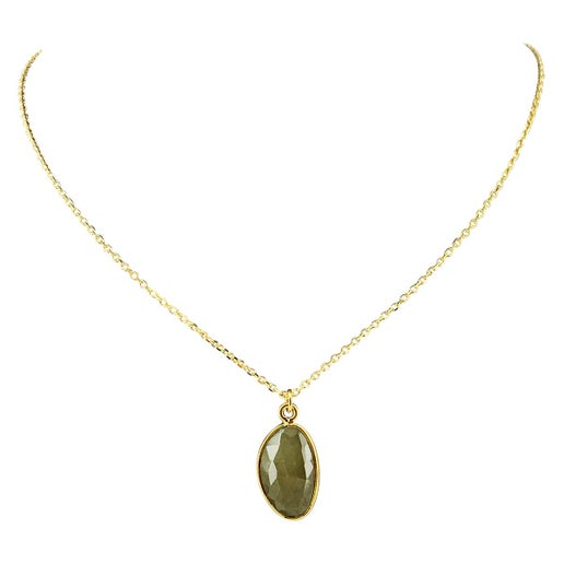 Sophie Deschamps Bijoux - COLLIER CHAINE ANAHITA, saphir serti plaqué or (CCHHO1)