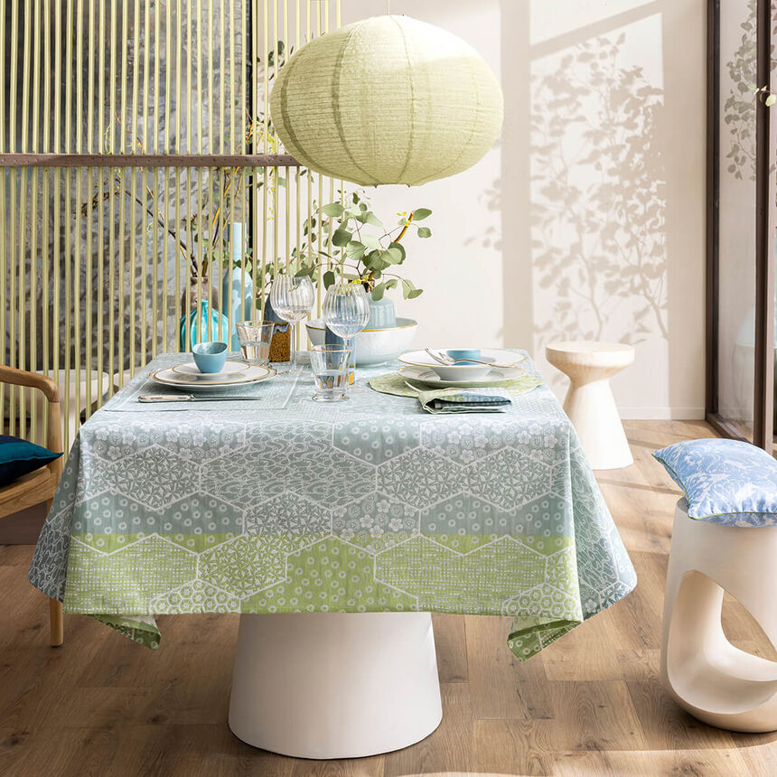 Le Jacquard Francais Tablecloth Wagara Green (59" x 59")
