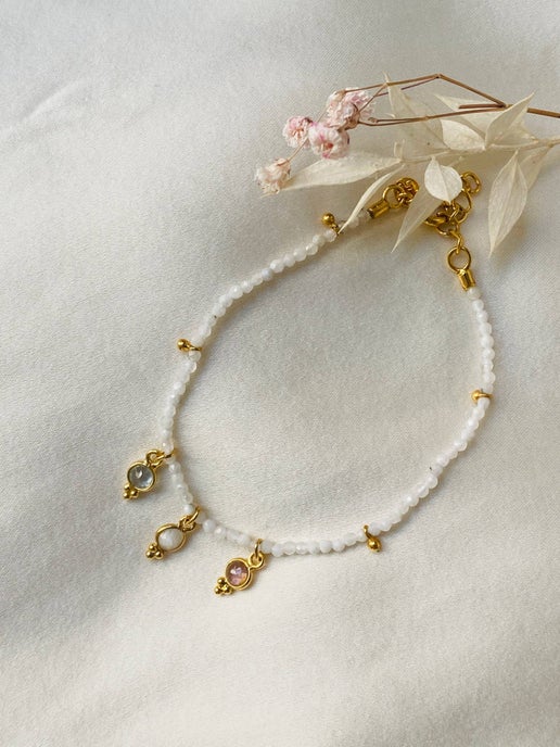 Sophie Deschamps Bijoux - Bracelet Louba labradorite blanche et tourmalines