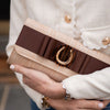 Straw Avery Clutch - Chocolate Flat Bow - Tort Circle/Horseshoe