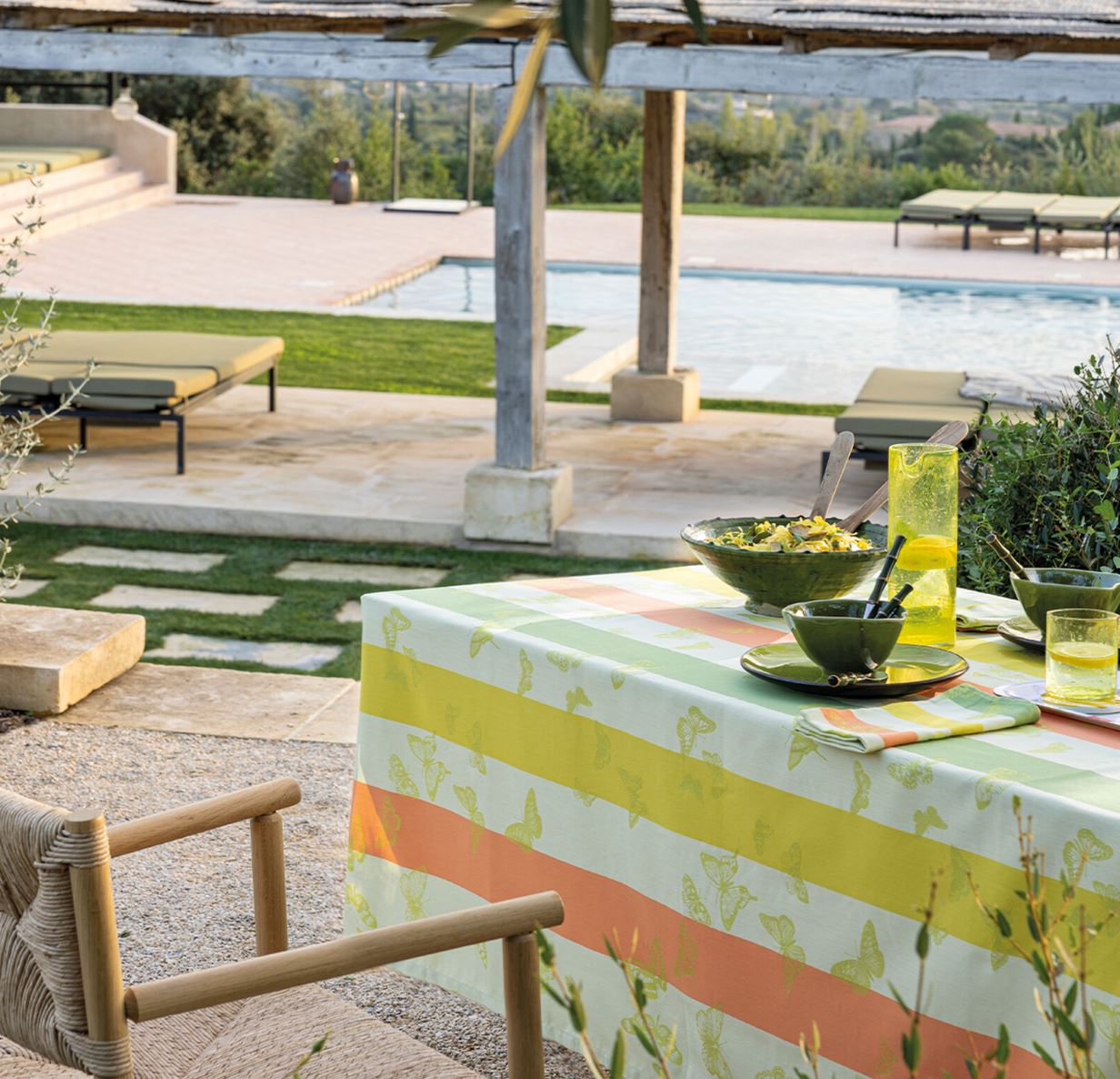 Le Jacquard Francais Tablecloth Bal De Papillon Yellow (69" x 69")